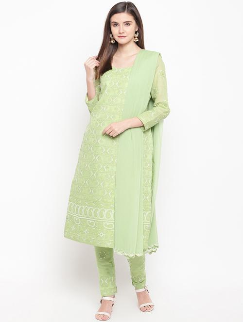 chikankari unstitched suit - 17324634 - Very Small Image - 1