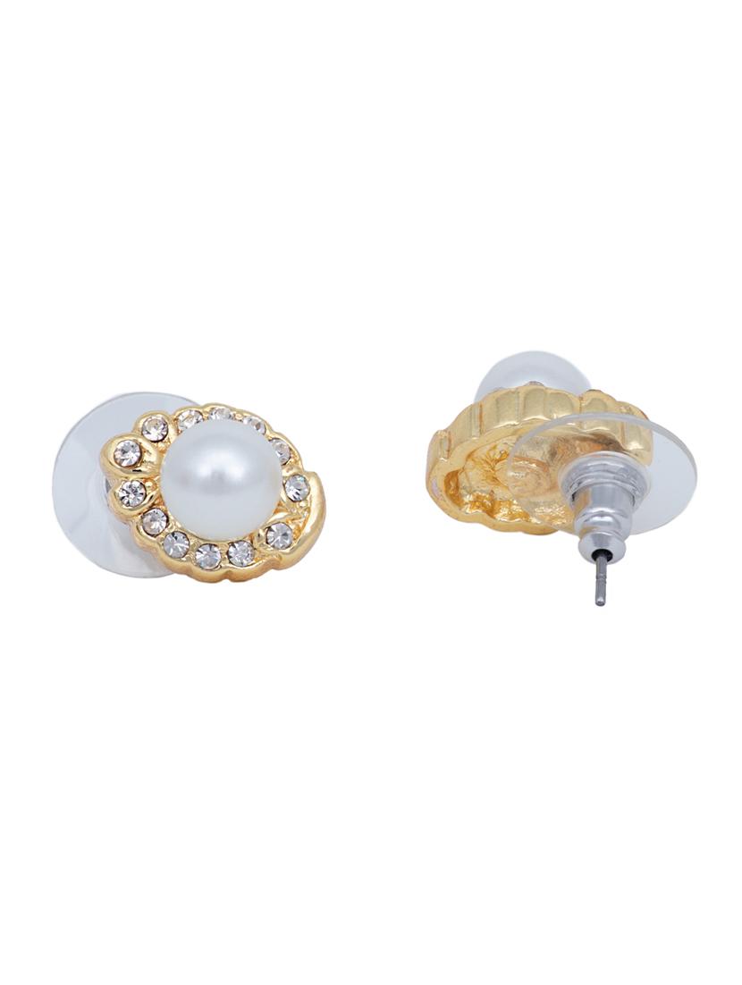 white metal studs earring - 17327613 - Standard Image - 2