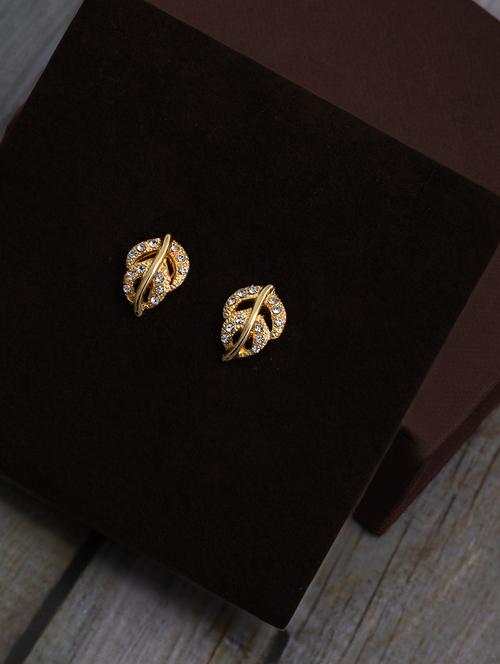 gold tone leaf filigree stud earrings - 17327773 - Very Small Image - 1