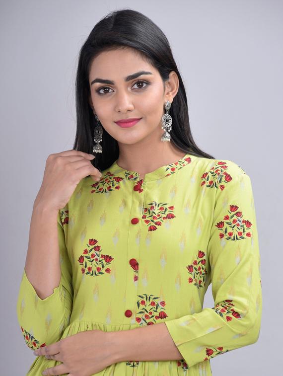 floral print flared ethnic dress - 17328283 - Zoom Image - 3