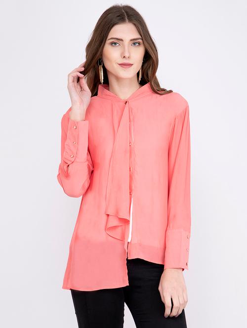 women's asymmetric tie-up neck top - 17333402 - Very Small Image - 1