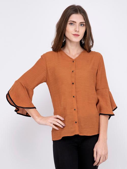 women's straight v neck top - 17333449 - Very Small Image - 1