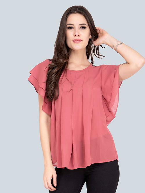 women's straight round neck top - 17333452 - Very Small Image - 1