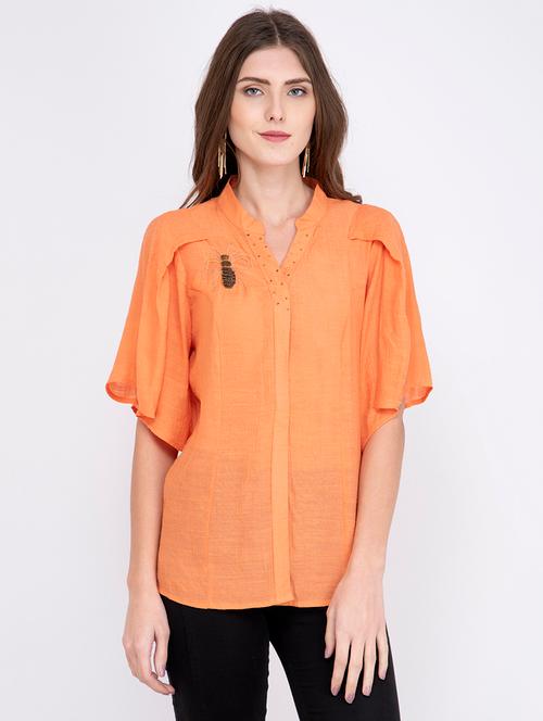 women's straight mandarin neck top - 17333456 - Very Small Image - 1