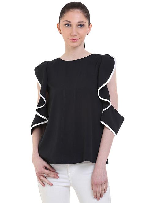 women's ruffle round neck top - 17333475 - Very Small Image - 1