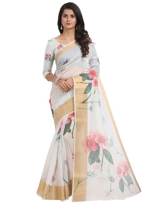 floral chanderi saree - 17333930 - Very Small Image - 1