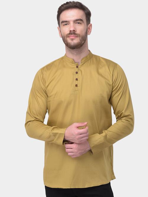 green solid dupion short kurta - 17334079 - Very Small Image - 1