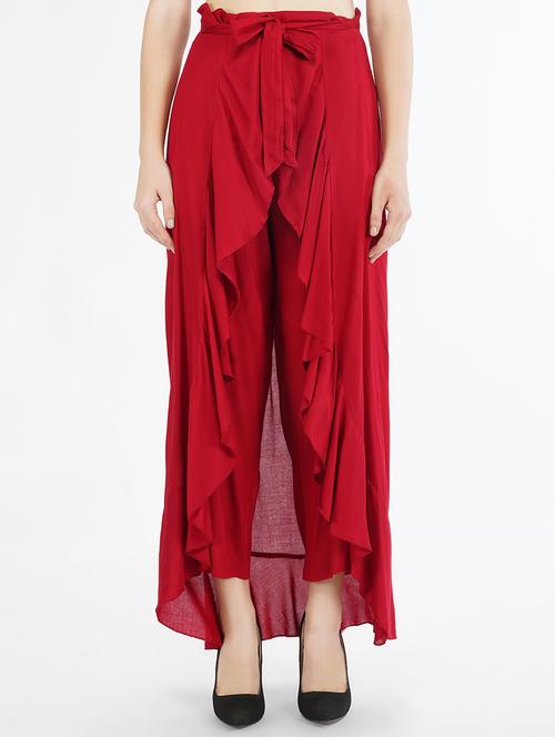 high rise ruffled palazzo  - 17334396 - Very Small Image - 1