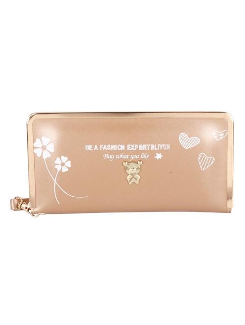 gold leatherette (pu) fold over clutch - 17334824 - Very Small Image - 1