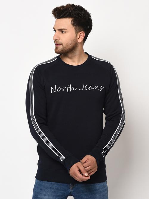 navy blue printed taped sweatshirt - 17334983 - Very Small Image - 1