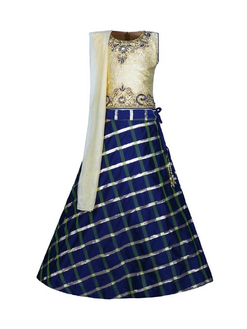 navy blue silk blend lehenga choli - 17335009 - Very Small Image - 1