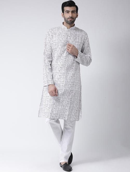 white printed kurta pyjama set - 17335091 - Very Small Image - 1