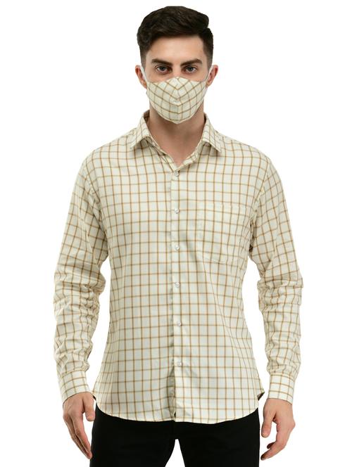 yellow checkered casual shirt with face mask - 17335456 - Very Small Image - 1