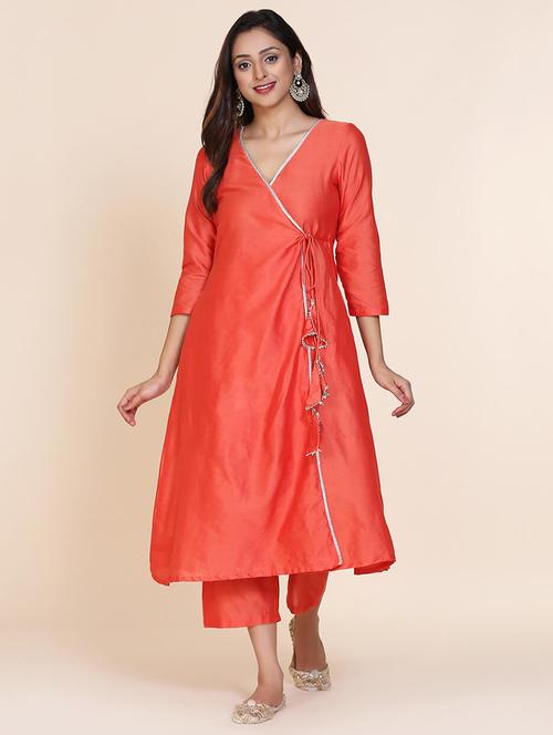 solid angrakha kurta - 17335844 - Very Small Image - 1