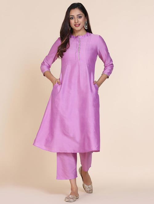 solid a-line kurta - 17335902 - Very Small Image - 1
