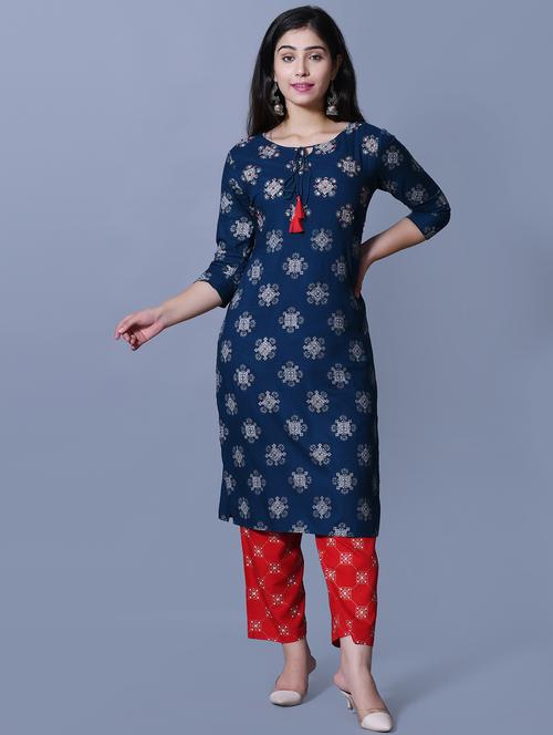 printed kurta pant set - 17336566 - Very Small Image - 1
