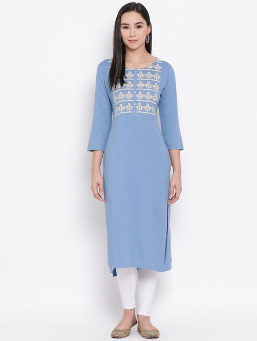 women's straight kurta - 17336612 - Very Small Image - 1