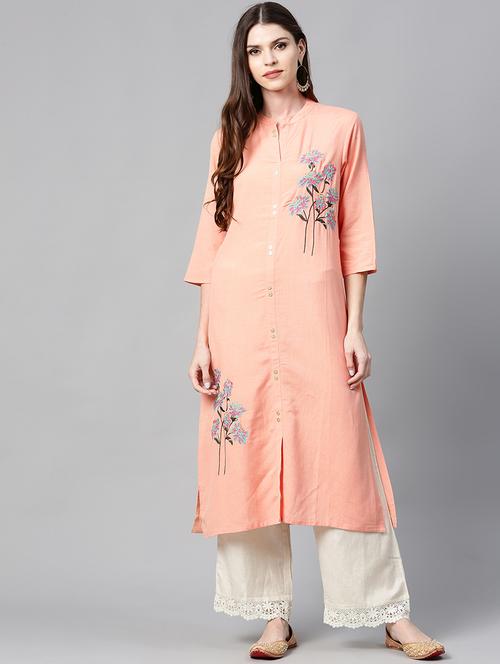 Embroidered A-line Kurta - 17337001 - Very Small Image - 1
