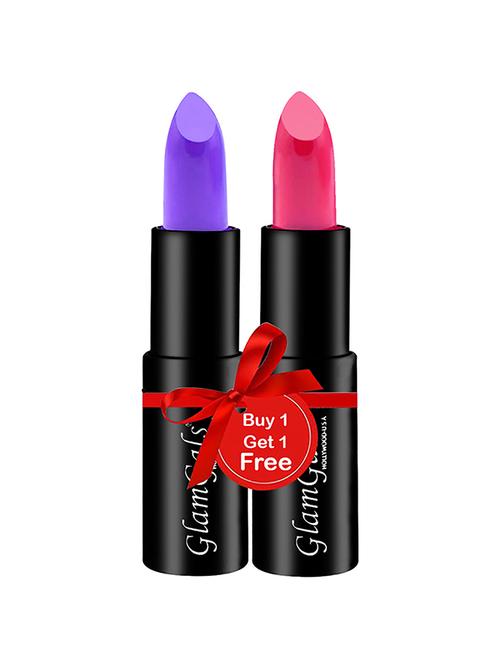 glamgals hollywood-u.s.a matte finish kissproof lipstick ( candy crush pink, aubergine purple ) - 17337671 - Very Small Image - 1