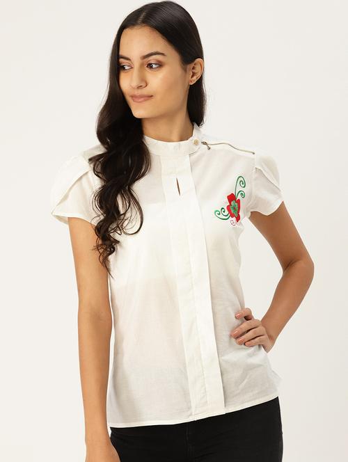 embroidered detail mock neck top  - 17338622 - Very Small Image - 1