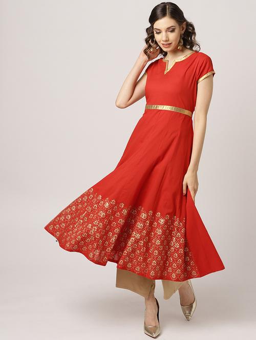 golden lace anarkali kurta - 17338778 - Very Small Image - 1