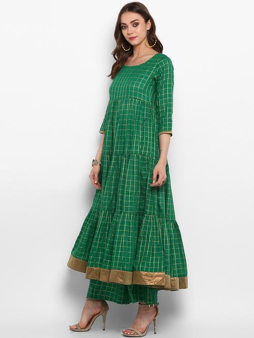 gold print a-line kurta - 17338837 - Very Small Image - 1