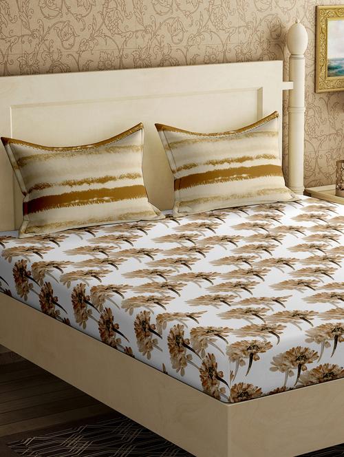 cotton 1 diwan bedsheet with 2 pillow cover - 17340213 - Very Small Image - 1
