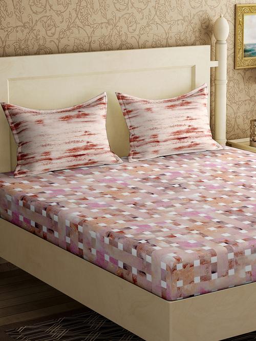 cotton 1 diwan bedsheet with 2 pillow cover - 17340220 - Very Small Image - 1