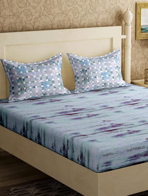 cotton 1 diwan bedsheet with 2 pillow cover - 17340222 - Very Small Image - 1