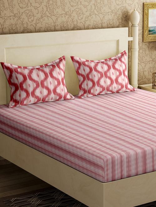 cotton 1 diwan bedsheet with 2 pillow cover - 17340235 - Very Small Image - 1