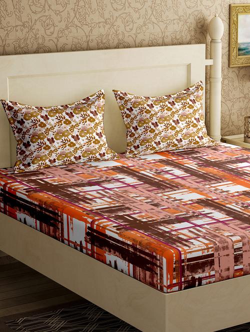 cotton 1 diwan bedsheet with 2 pillow cover - 17340240 - Very Small Image - 1