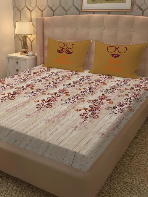 cotton double bedsheet super king size with 2 pillow covers - 17340566 - Very Small Image - 1