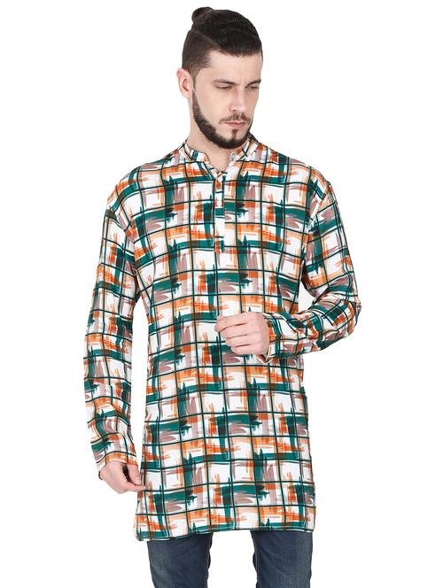 multi colored checkered medium length kurta - 17340648 - Very Small Image - 1