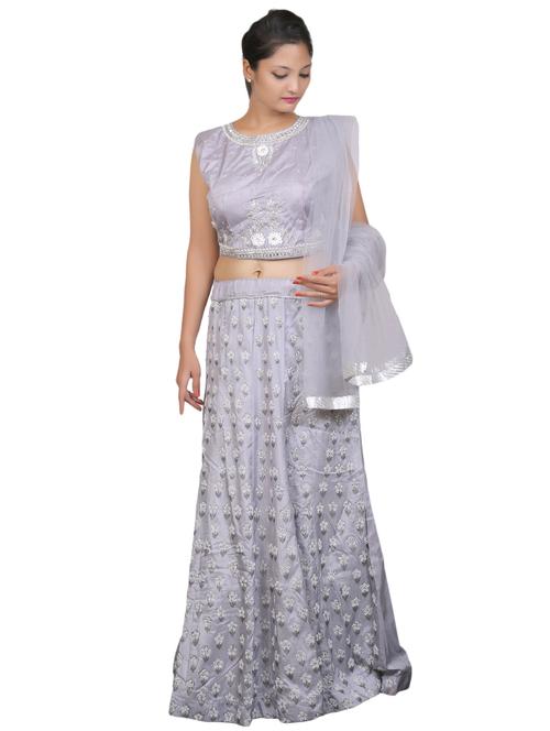 embroidered flared lehenga - 17341215 - Very Small Image - 1