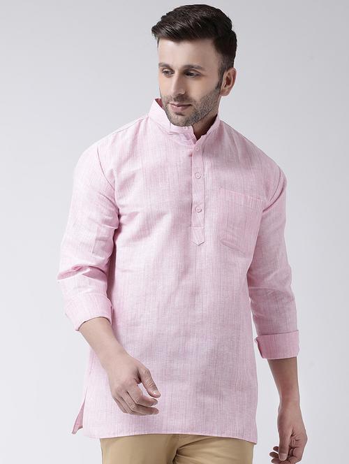pink self design short kurta - 17341542 - Very Small Image - 1