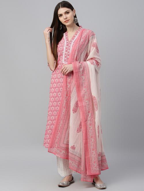 floral kurta palazzo set - 17341598 - Very Small Image - 1