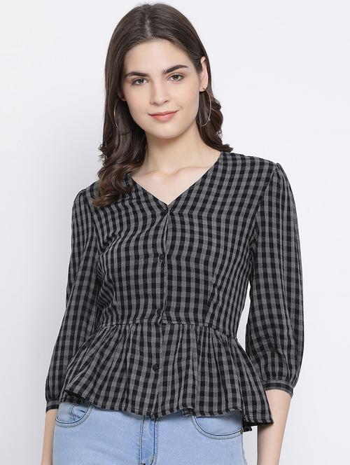 checkered peplum top  - 17341770 - Very Small Image - 1