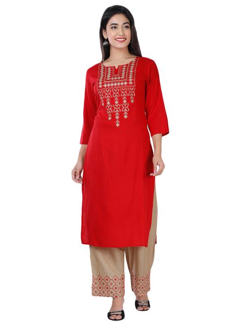 embroidered straight kurta - 17345521 - Very Small Image - 1