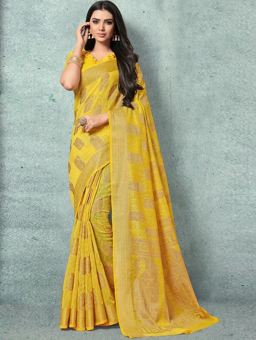 ethnic motif woven saree with blouse - 17347393 - Very Small Image - 1