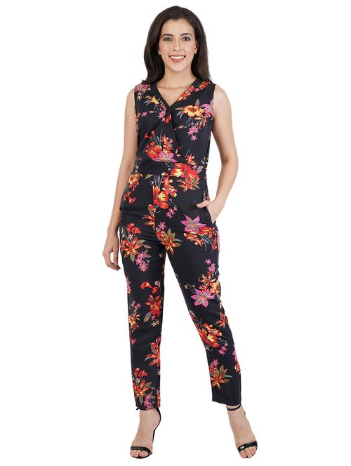 overlap neck floral jumpsuit  - 17348574 - Very Small Image - 1
