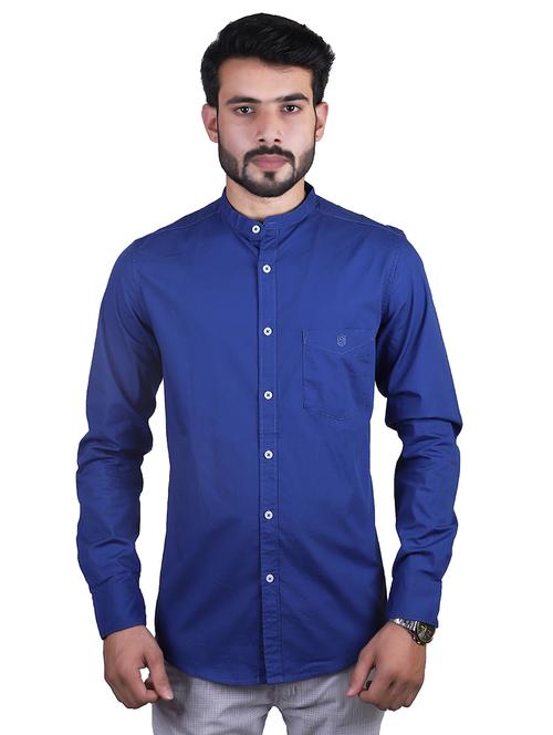 blue solid casual shirt - 17348852 - Very Small Image - 1