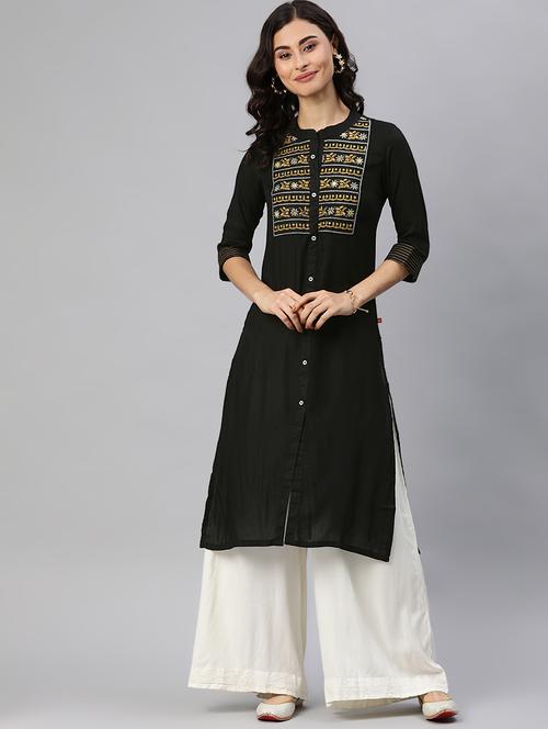 embroidered straight kurta - 17349398 - Very Small Image - 1