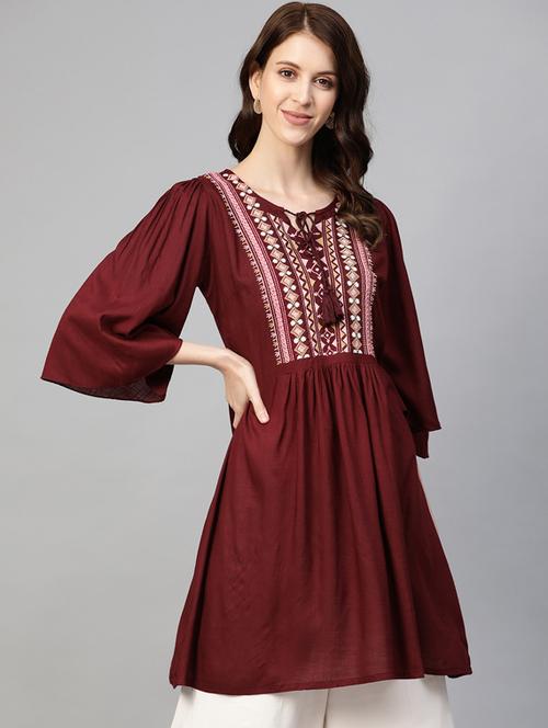 yoke embroidered a-line kurta - 17349745 - Very Small Image - 1