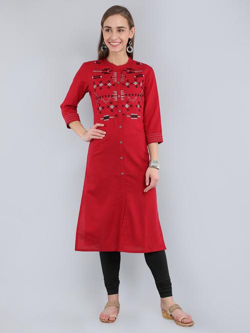 embroidered straight kurta - 17350292 - Very Small Image - 1