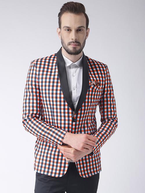 orange checkered casual blazer - 17351475 - Very Small Image - 1