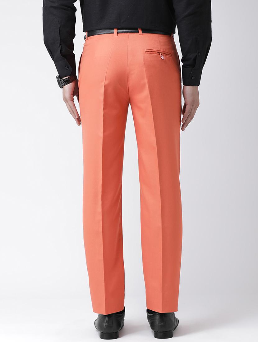 peach solid flat front formal trouser - 17351600 - Standard Image - 2