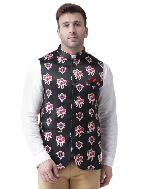 black printed nehru jacket - 17351747 - Very Small Image - 1