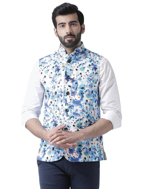 white printed nehru jacket - 17351757 - Very Small Image - 1