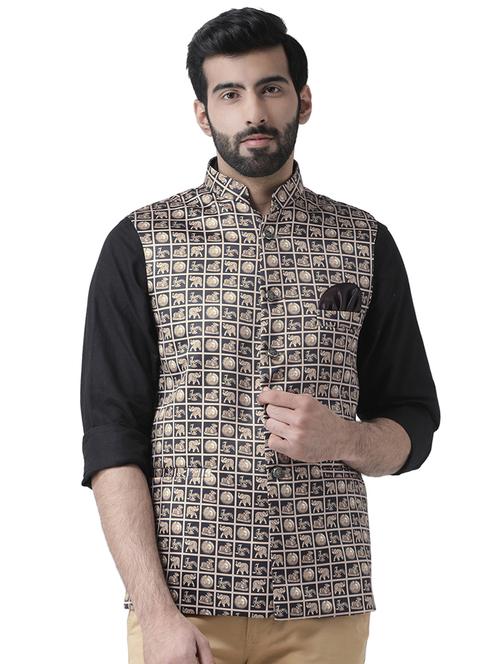 black checkered nehru jacket - 17351774 - Very Small Image - 1