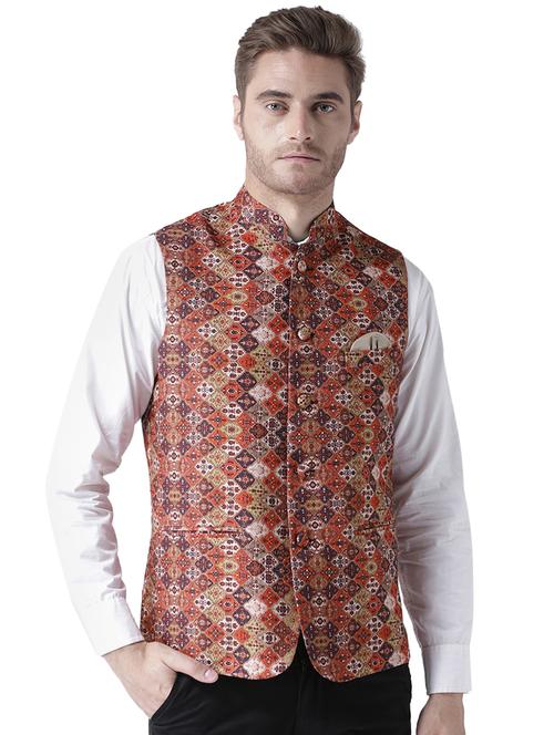 multi colored printed nehru jacket - 17351775 - Very Small Image - 1